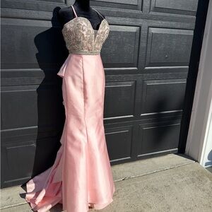 Blush Pink Embellished Prom Dress